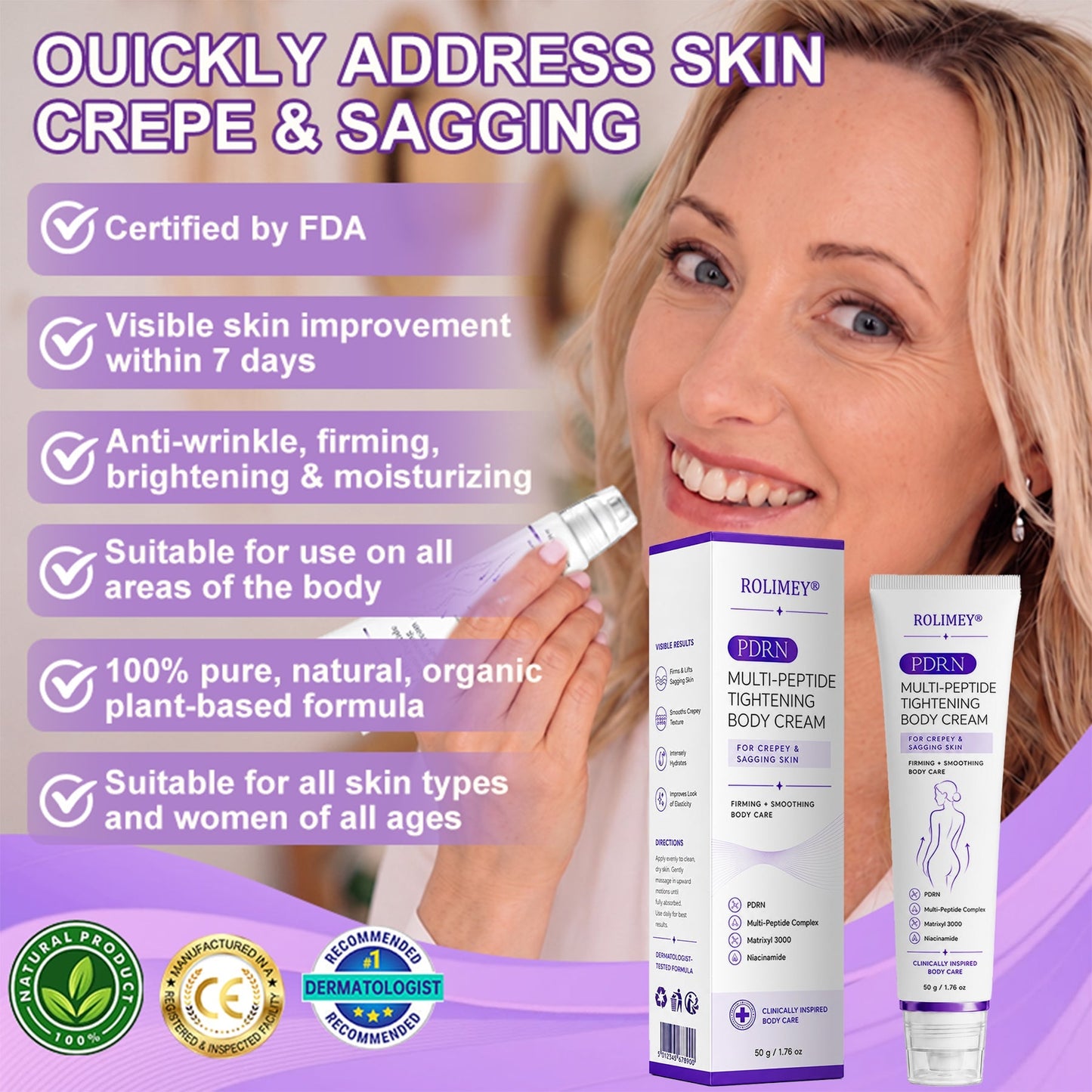 ROLIMEY® 𝐏𝐃𝐑𝐍 𝐌𝐮𝐥𝐭𝐢-𝐏𝐞𝐩𝐭𝐢𝐝𝐞 𝐌𝐚𝐬𝐬𝐚𝐠𝐢𝐧𝐠 𝐁𝐨𝐝𝐲 𝐑𝐨𝐥𝐥𝐞𝐫 𝐂𝐫𝐞𝐚𝐦- 𝐀𝐧𝐭𝐢-𝐚𝐠𝐢𝐧𝐠, 𝐇𝐲𝐝𝐫𝐚𝐭𝐢𝐧𝐠, 𝐒𝐤𝐢𝐧 𝐅𝐢𝐫𝐦𝐢𝐧𝐠 & 𝐋𝐢𝐟𝐭𝐢𝐧𝐠, 𝐒𝐤𝐢𝐧 𝐑𝐞𝐩𝐚𝐢𝐫, 𝐄𝐯𝐞𝐧 𝐓𝐨𝐧𝐞, 𝐀𝐜𝐧𝐞 𝐚𝐧𝐝 𝐃𝐚𝐫𝐤 𝐒𝐩𝐨𝐭 𝐓𝐫𝐞𝐚𝐭𝐦𝐞𝐧𝐭, 𝐖𝐚𝐫𝐭 𝐚𝐧𝐝 𝐌𝐨𝐥𝐞 𝐑𝐞𝐦𝐨𝐯𝐚𝐥, 𝐚𝐧𝐝 𝐏𝐬𝐨𝐫𝐢𝐚𝐬𝐢𝐬 𝐑𝐞𝐥𝐢𝐞𝐟.